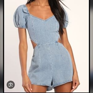 Light Blue Denim Romper